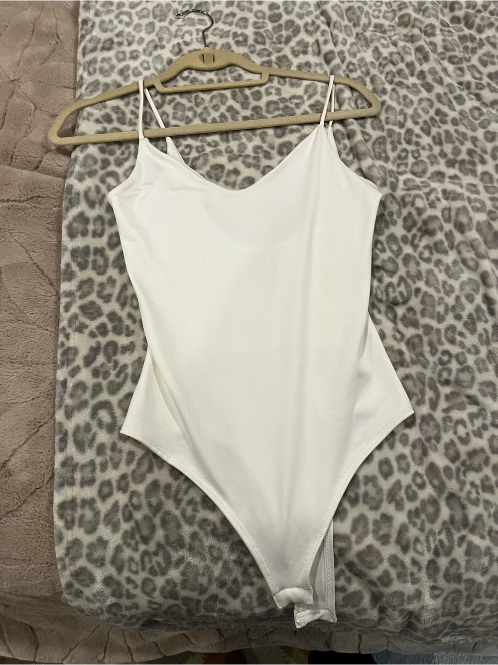 White Spaghetti-Strap One-Piece Bodysuit